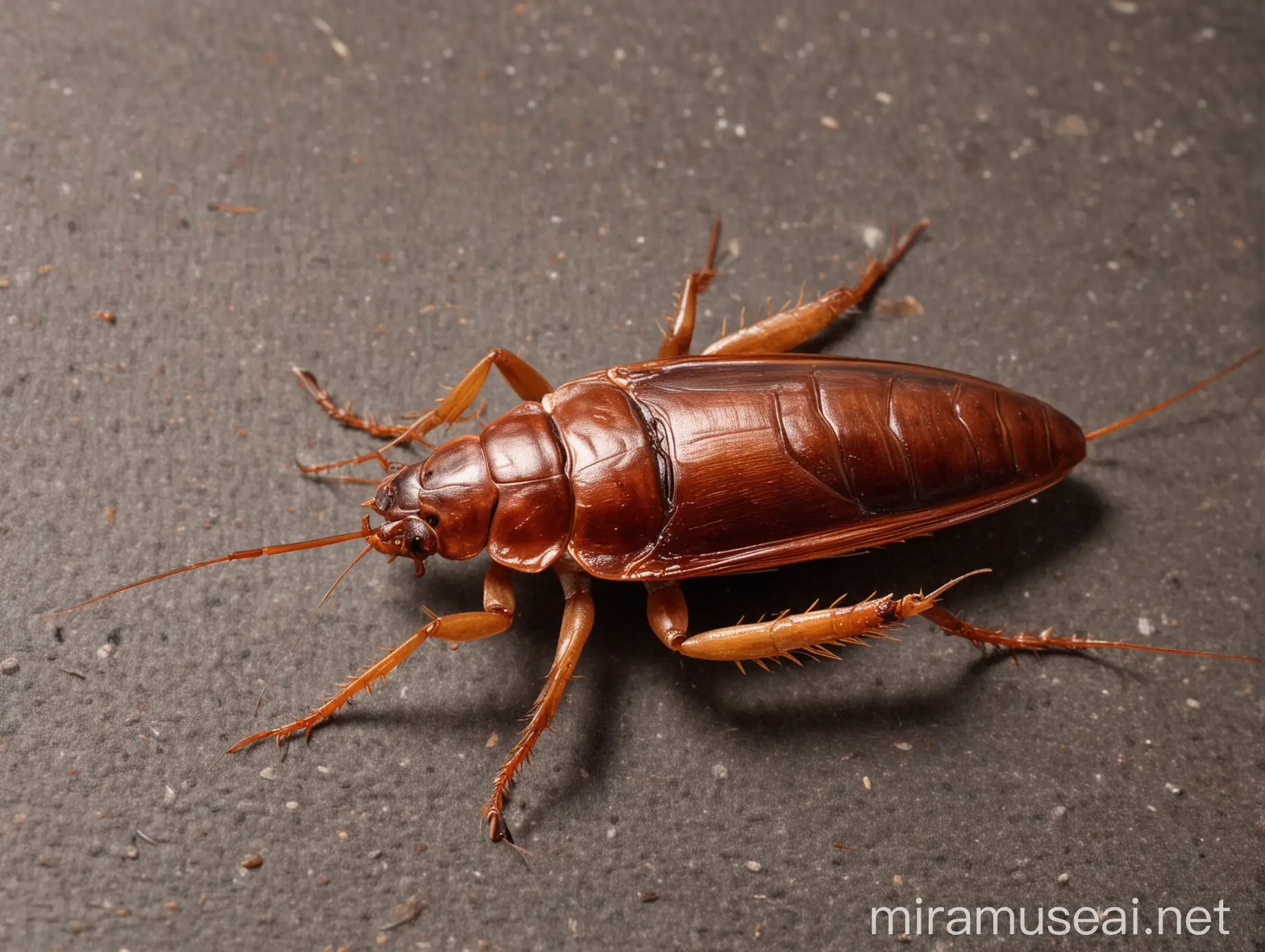 Dead Cockroach Lying on its Back Side View