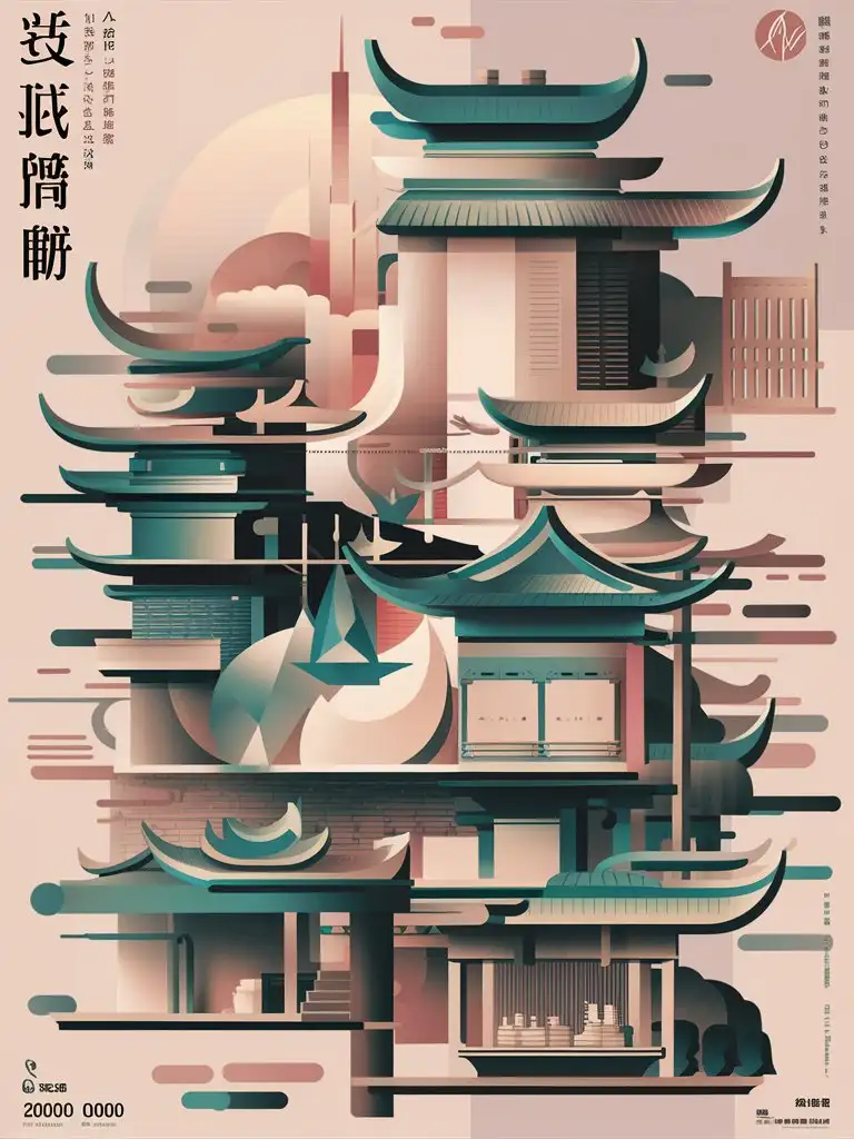 Modern-Chinese-Culture-Poster-Fusion-of-Tradition-and-Technology-in-Light-Colors