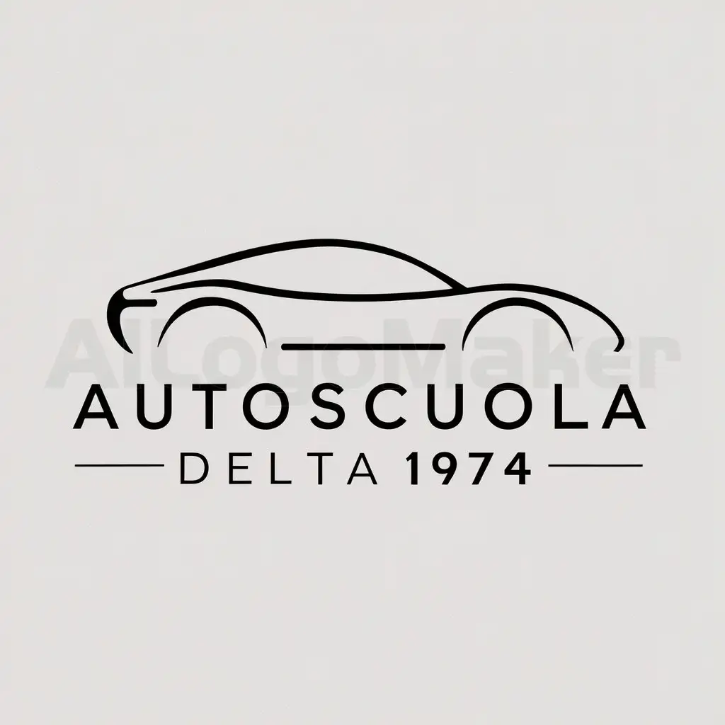 a logo design,with the text "Autoscuola Delta 1974", main symbol:car,Minimalistic,clear background
