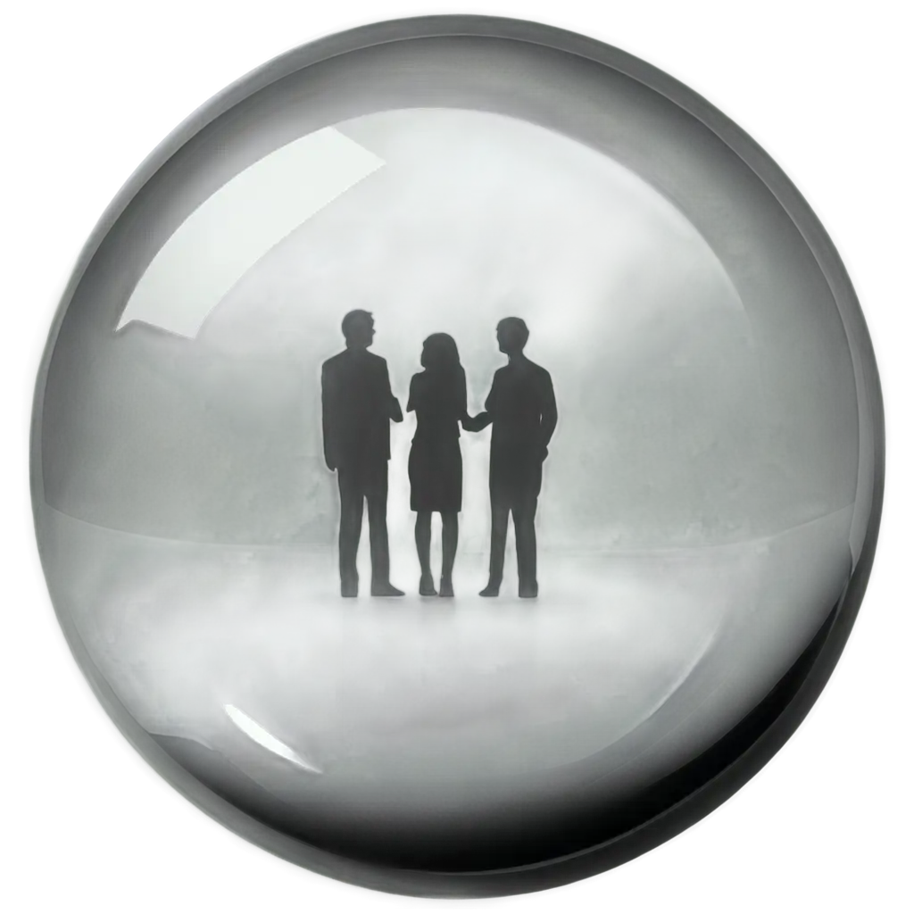 A glass ball with a vector icon of people