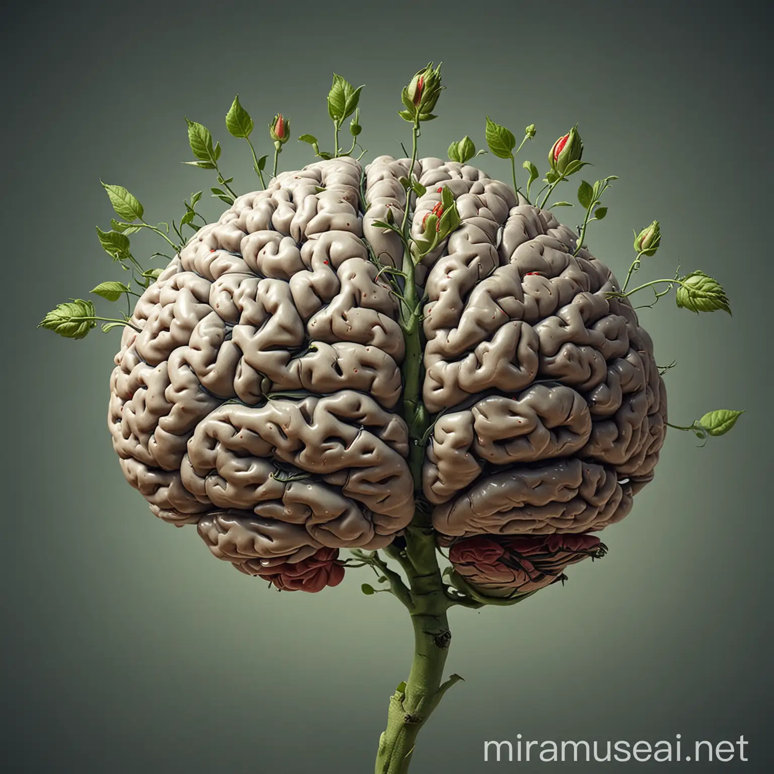 A brain from which a bud grows