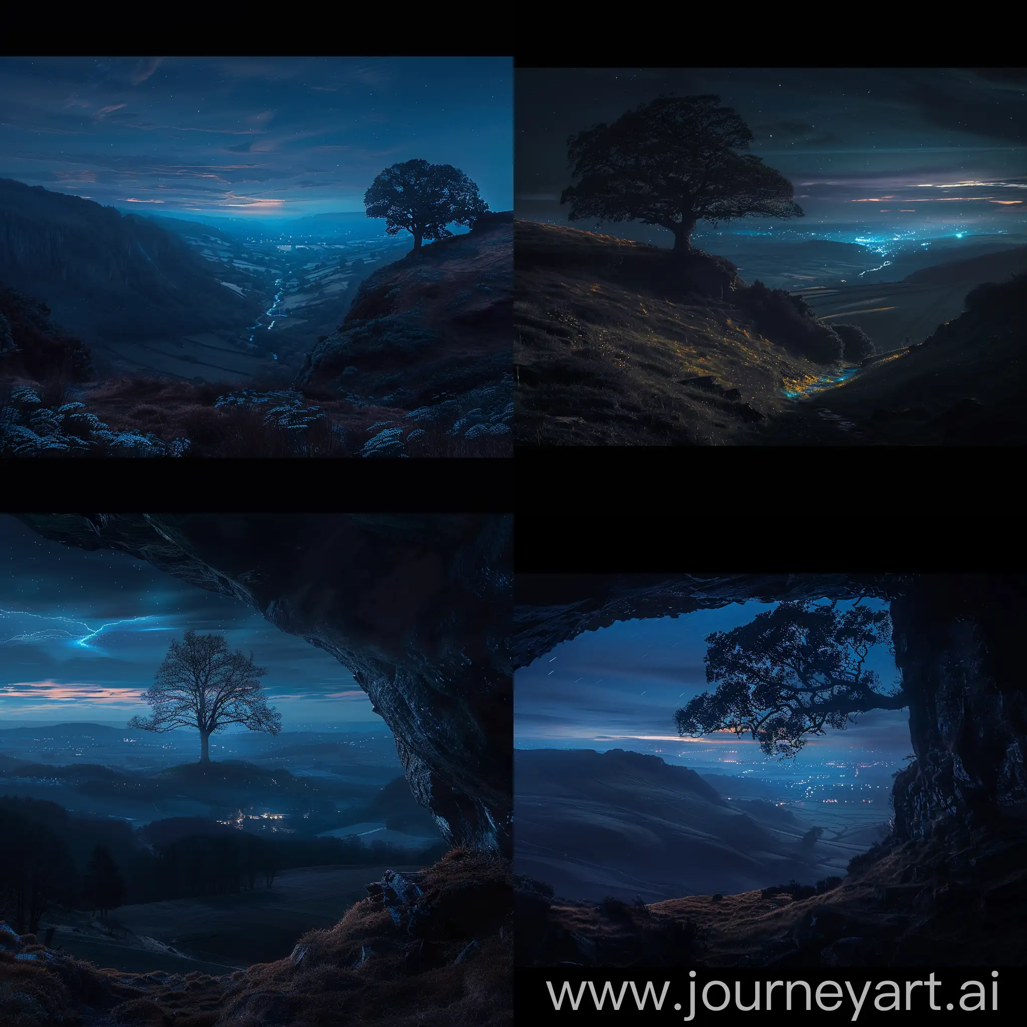 Mysterious-Valley-Night-Landscape-with-Majestic-Tree