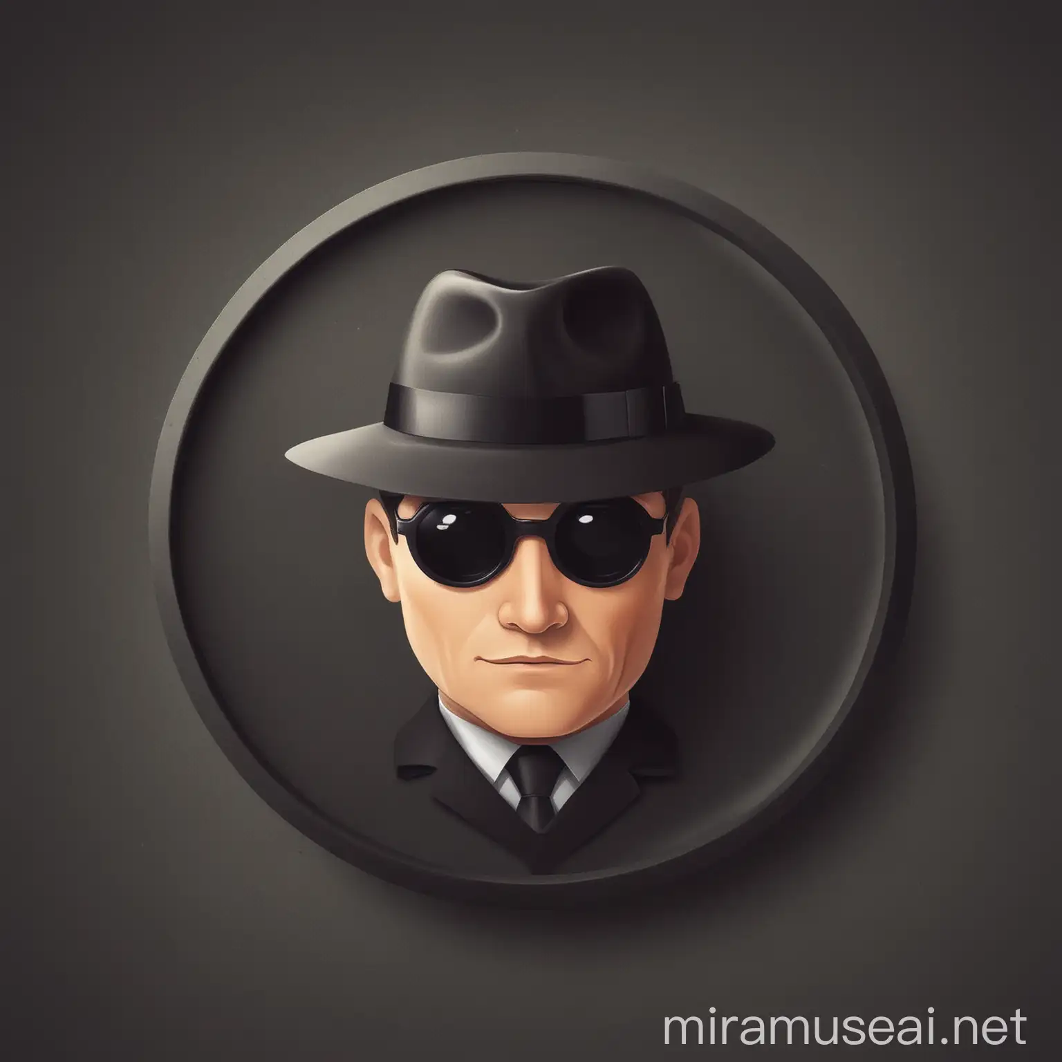 Spy with a Big Hat in Round Icon Design