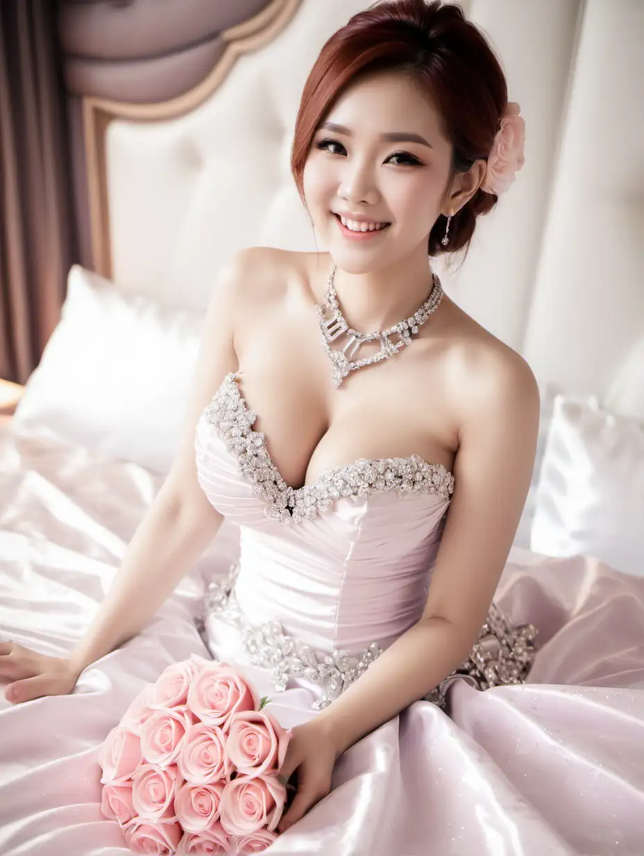 Elegant-Bride-in-Pastel-Lilac-Dress-with-Diamond-Necklace