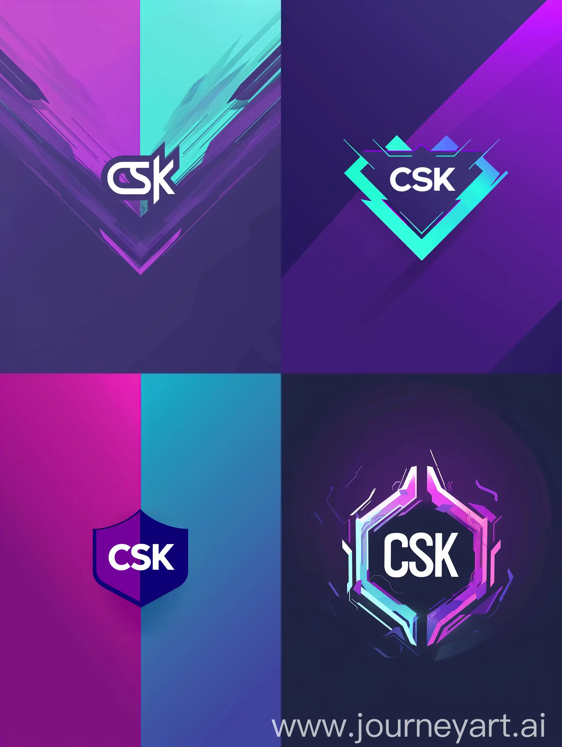 сделай эмблему с двумя цветами фиолетовый и бирюзовый с CSK по центру жирным белым шрифтом