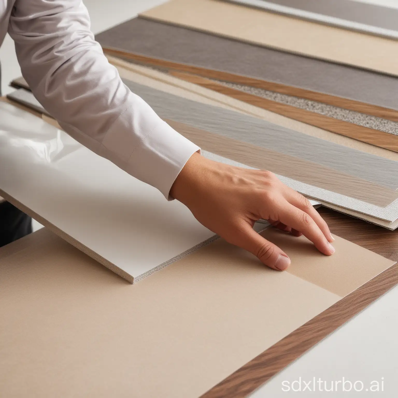 a person choosing a laminate sheet
