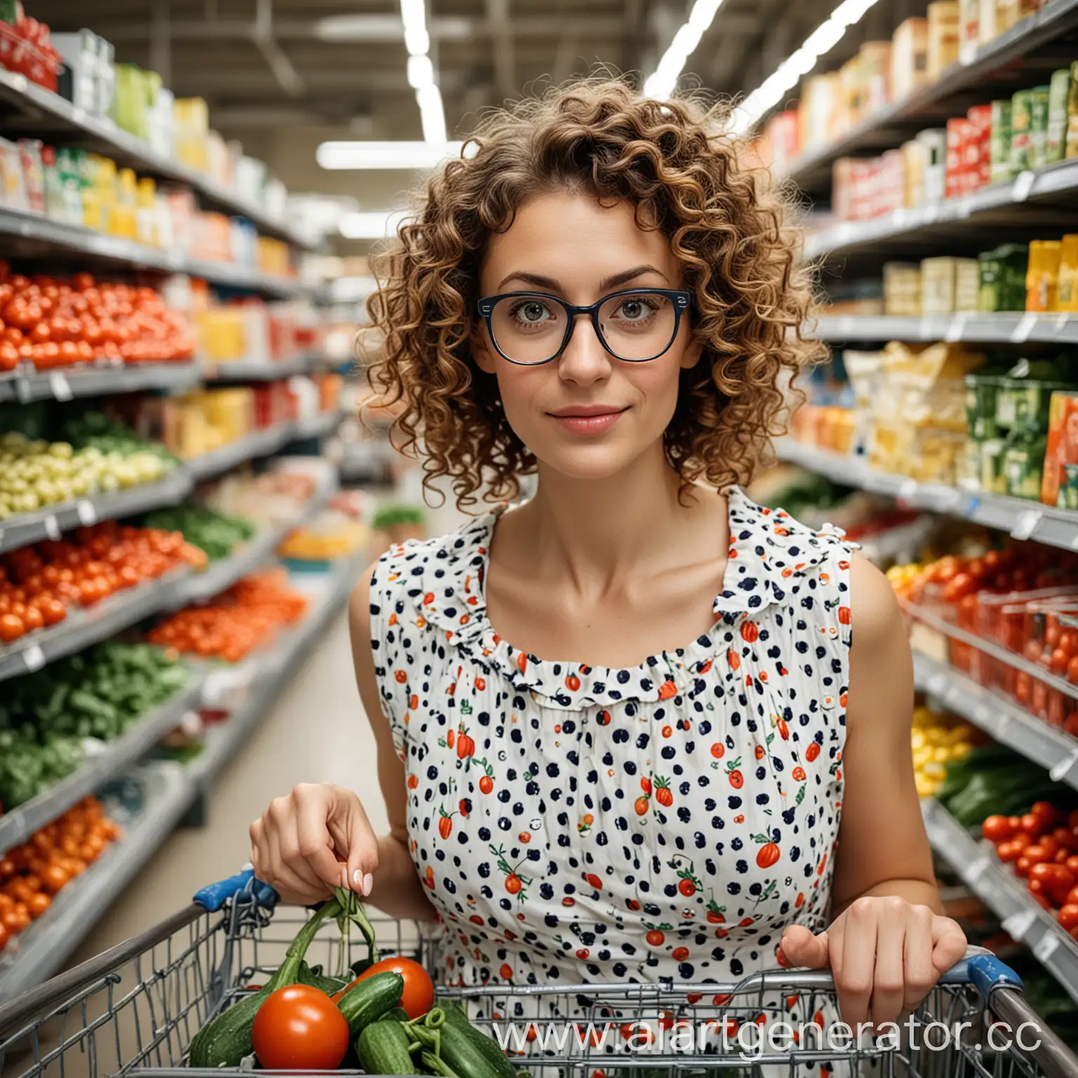 Woman-Shopping-for-Fresh-Groceries-in-Supermarket