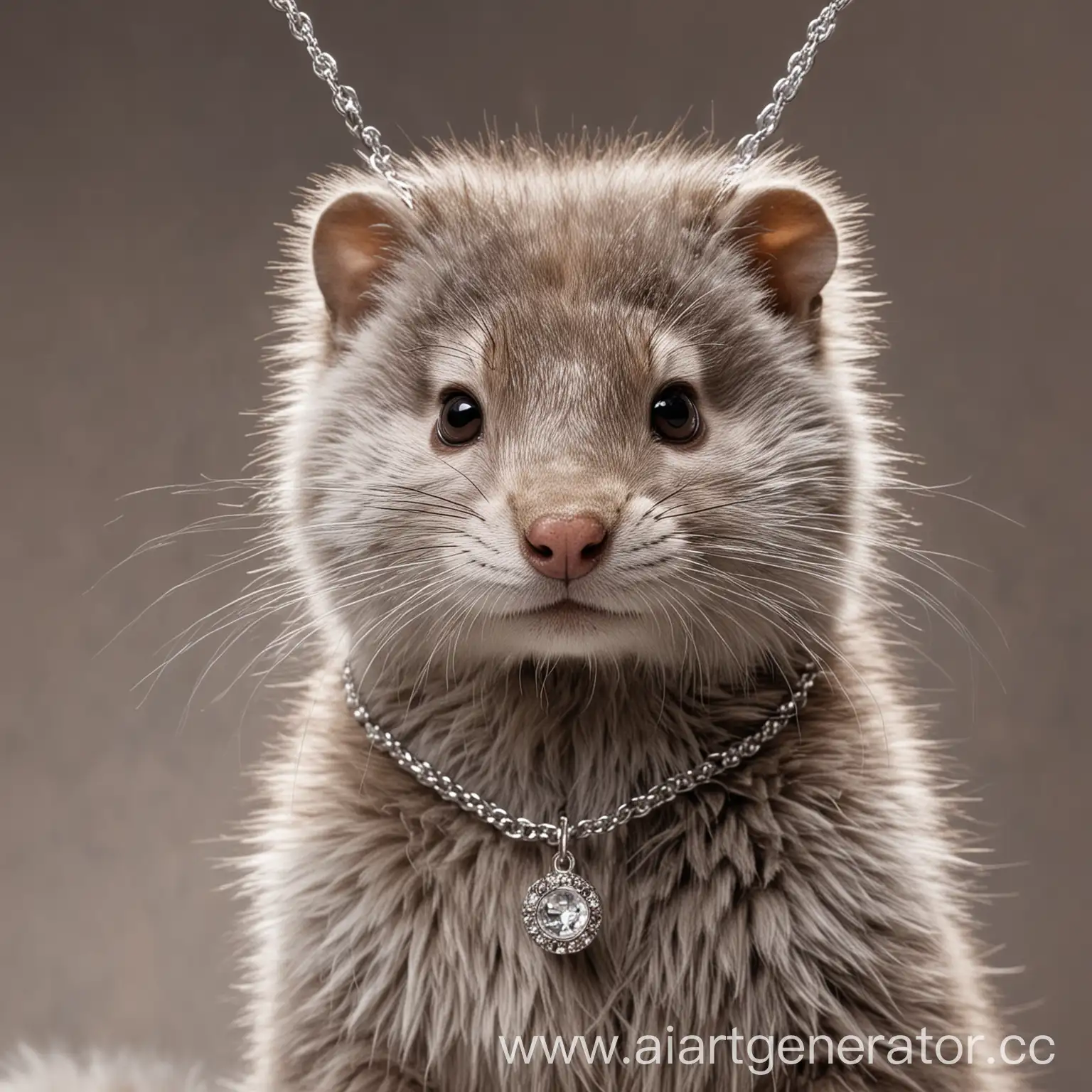 Adorable-Gray-MinkMunk-Wearing-a-Stylish-Necklace