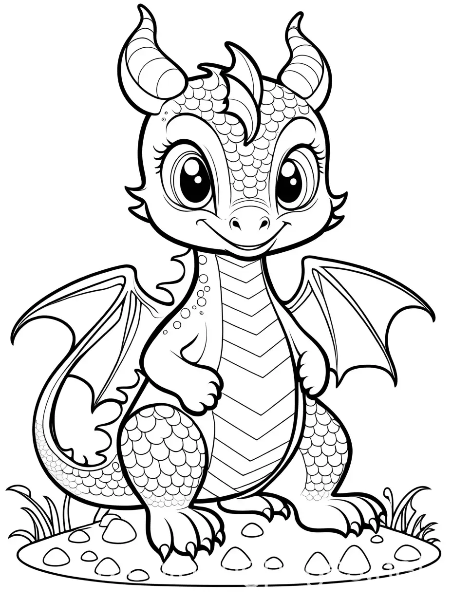 cute baby dragon tattoo design, halloween theme , big scales on its body and head, making it simple for kids to color without  difficulty. Coloring Page for kids, black and white, line art, white background, Simplicity, Ample White Space. The background of the coloring page is plain white to make it easy for young children to color within the lines. The outlines of all the subjects are easy to distinguish, making it simple for kids to color without  difficulty, Coloring Page, black and white, line art, white background, Simplicity, Ample White Space. The background of the coloring page is plain white to make it easy for young children to color within the lines. The outlines of all the subjects are easy to distinguish, making it simple for kids to color without too much difficulty