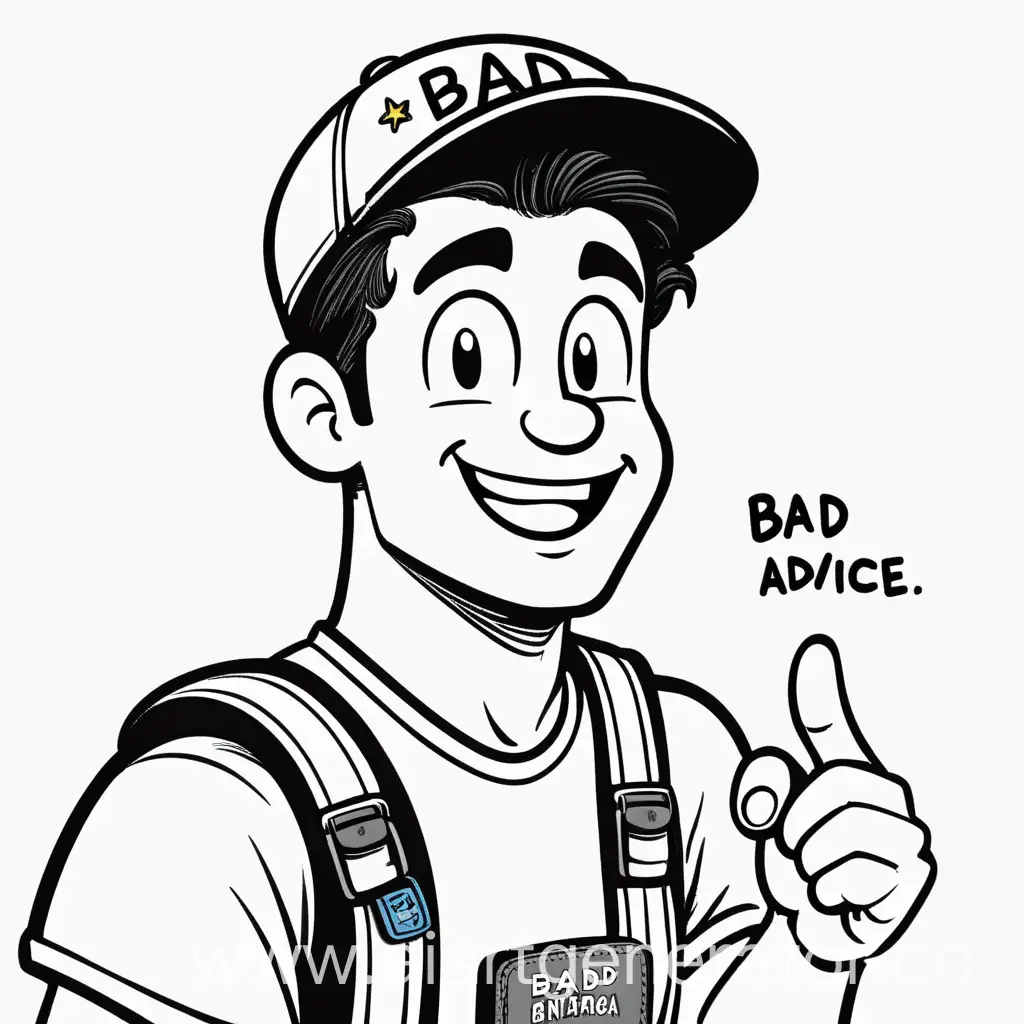 Cheerful-Cartoon-Hero-with-Bad-Advice-Cap