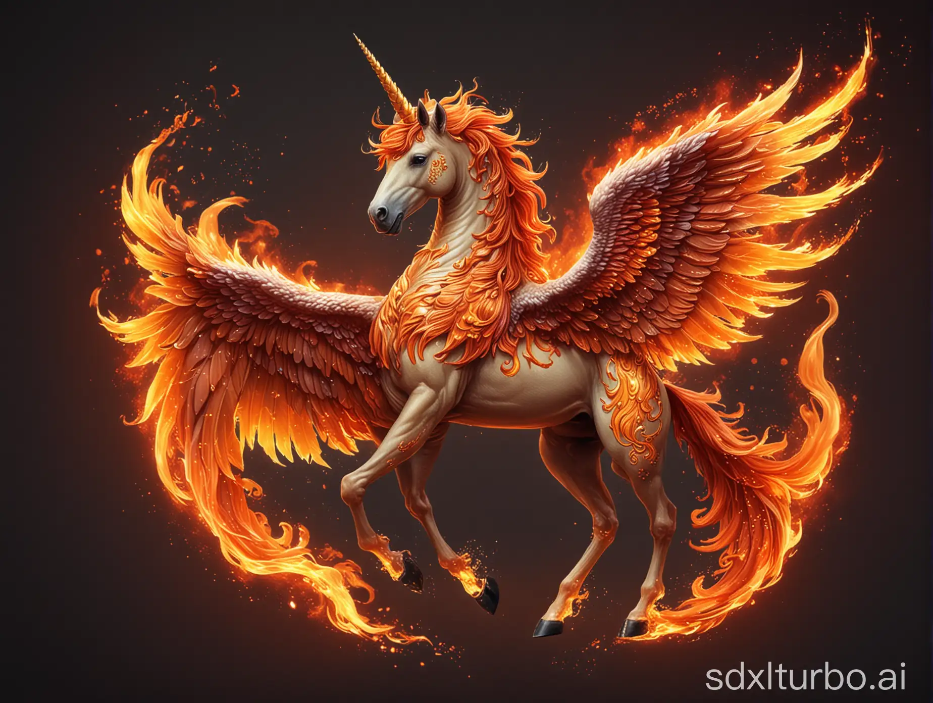 Majestic Fire Unicorn Phoenix in a Mythical Forest | SDXL Free Online