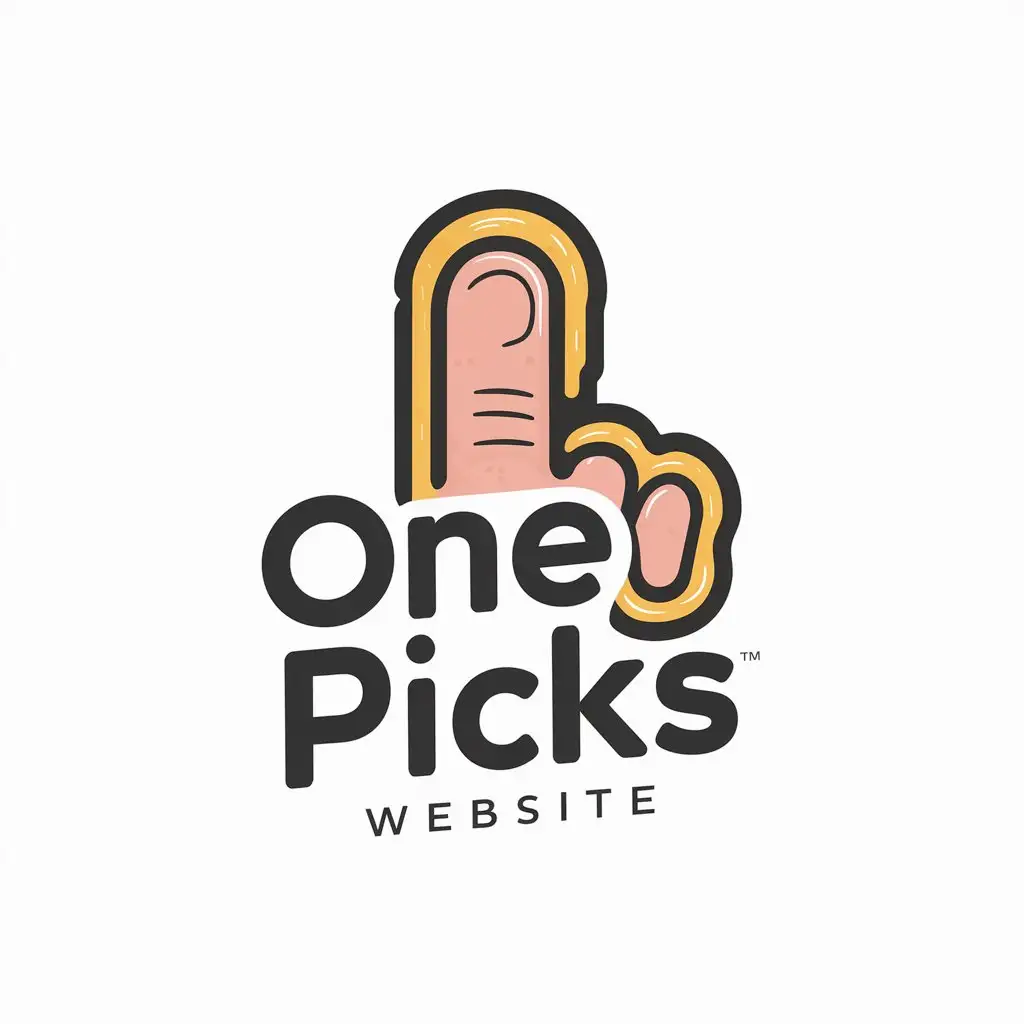 un logo de una pagina llamada one picks que tenga un dedo de hule espuma