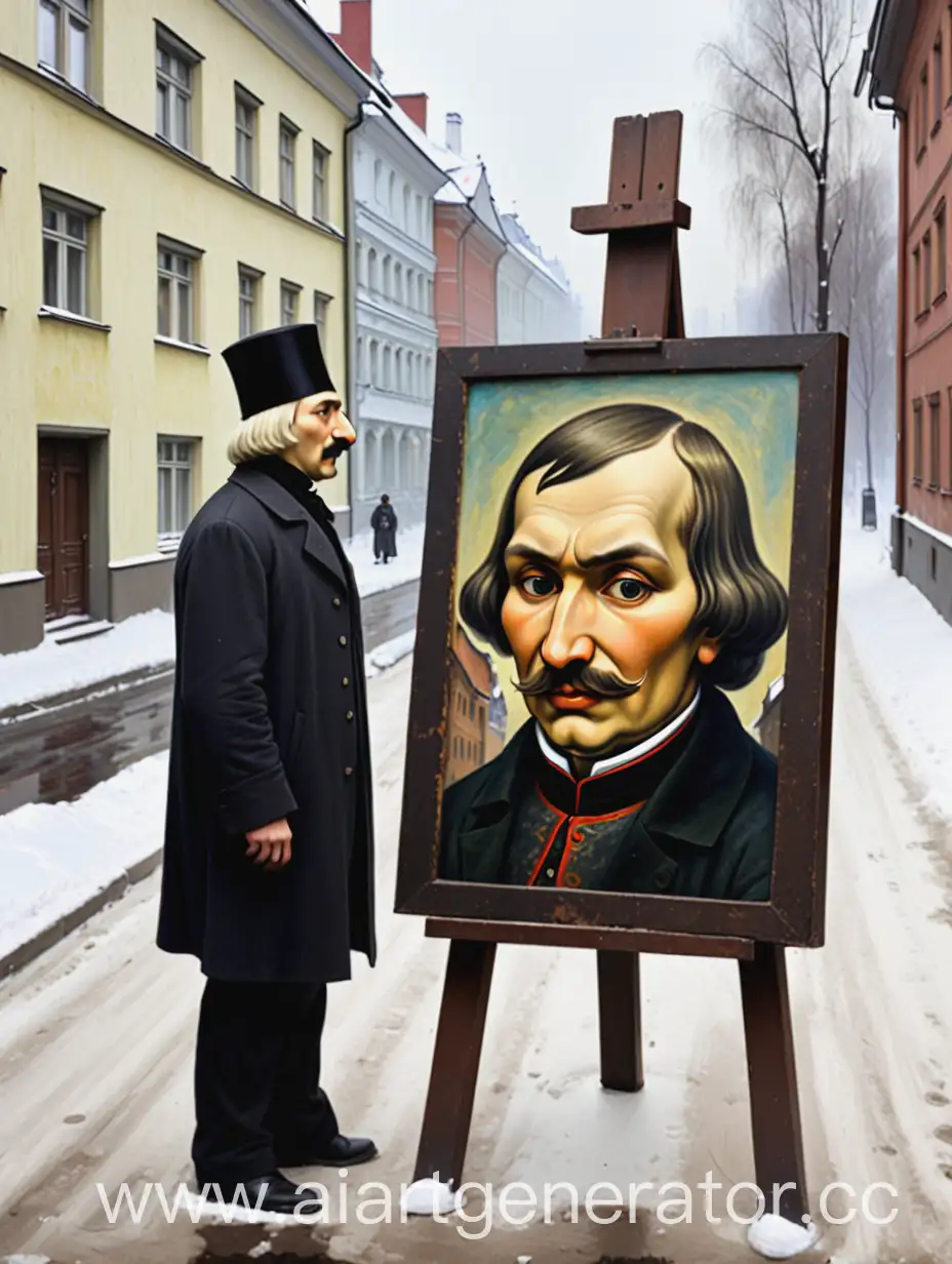 The mysterious painting "Gogol meets the nose of Ivan Yakovlevich on the street"