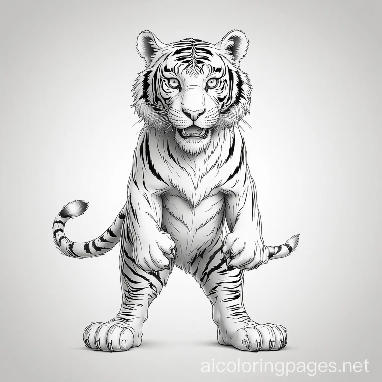 Fierce-Cartoon-Tiger-Coloring-Page-ReadytoAttack-Tiger-in-Detailed-Line-Art