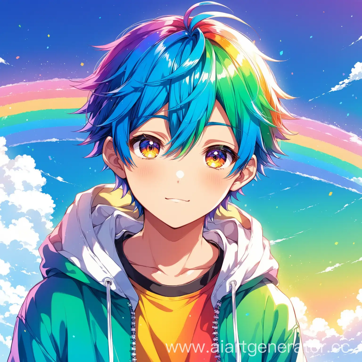 Colorful-Anime-Boy-with-Blue-Hair-in-Rainbow-Cloud-Clothing-Style