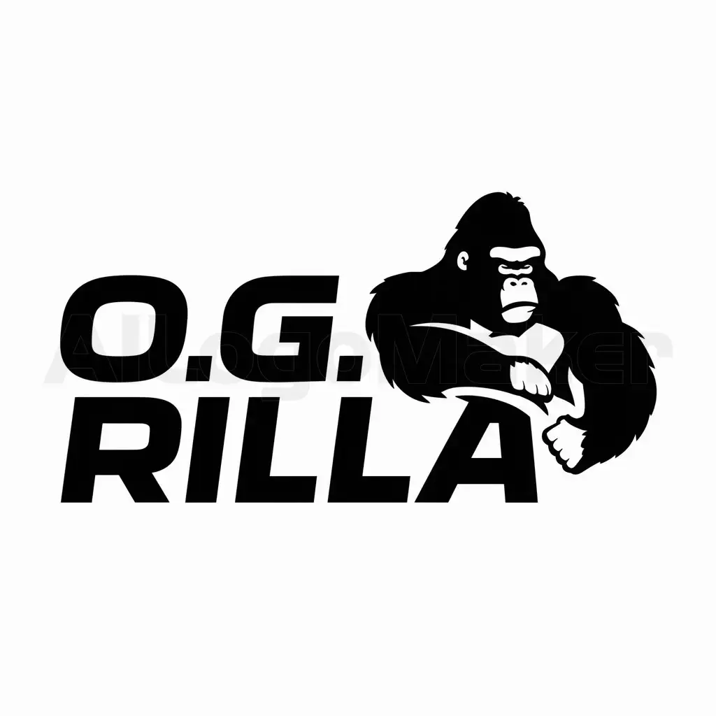 a logo design,with the text "O.G. Rilla", main symbol:Gorilla, Schwarz Weiß,complex,be used in Sports Fitness industry,clear background