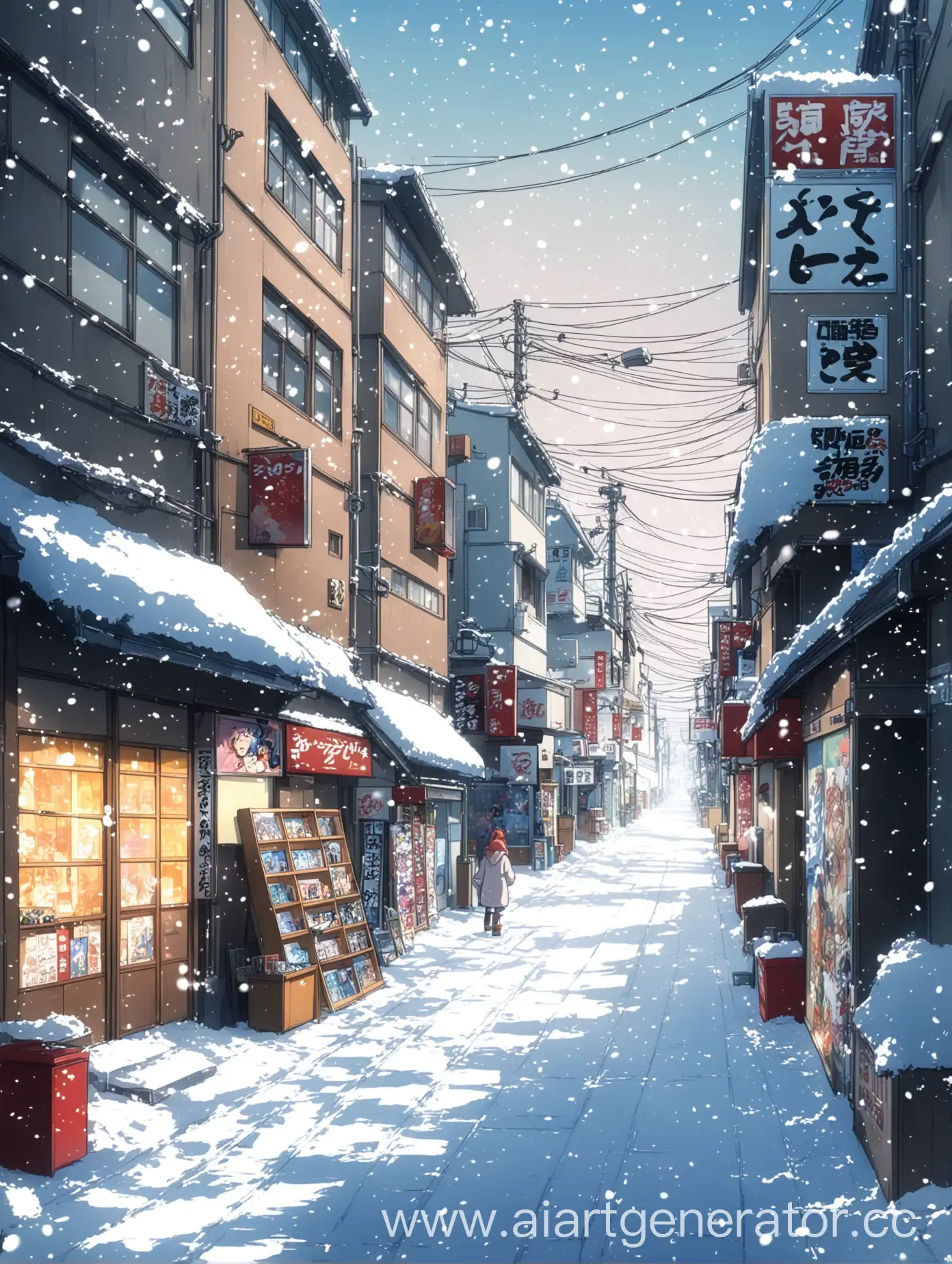 Anime street in winter