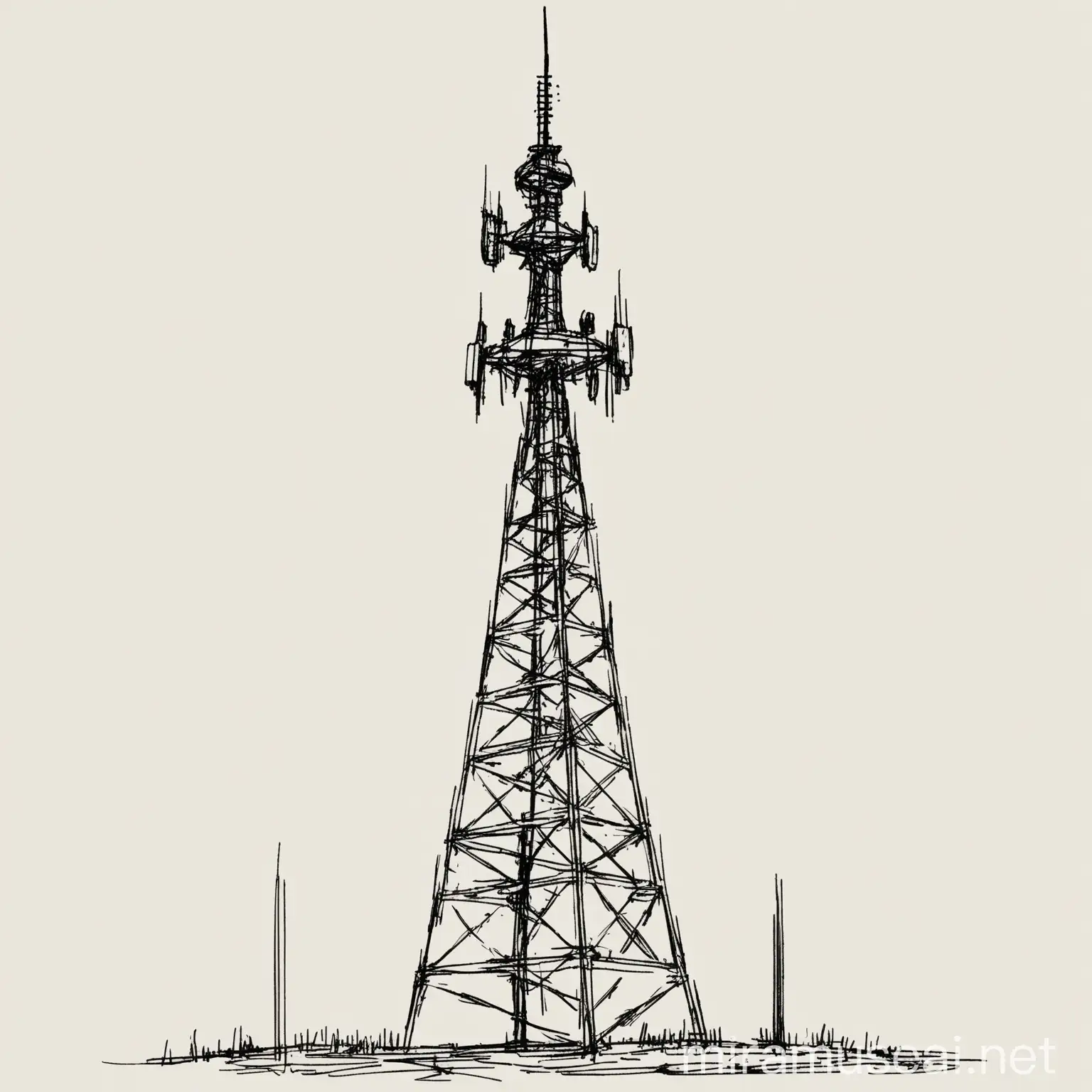 Sketch of Radio Tower against Neutral Background