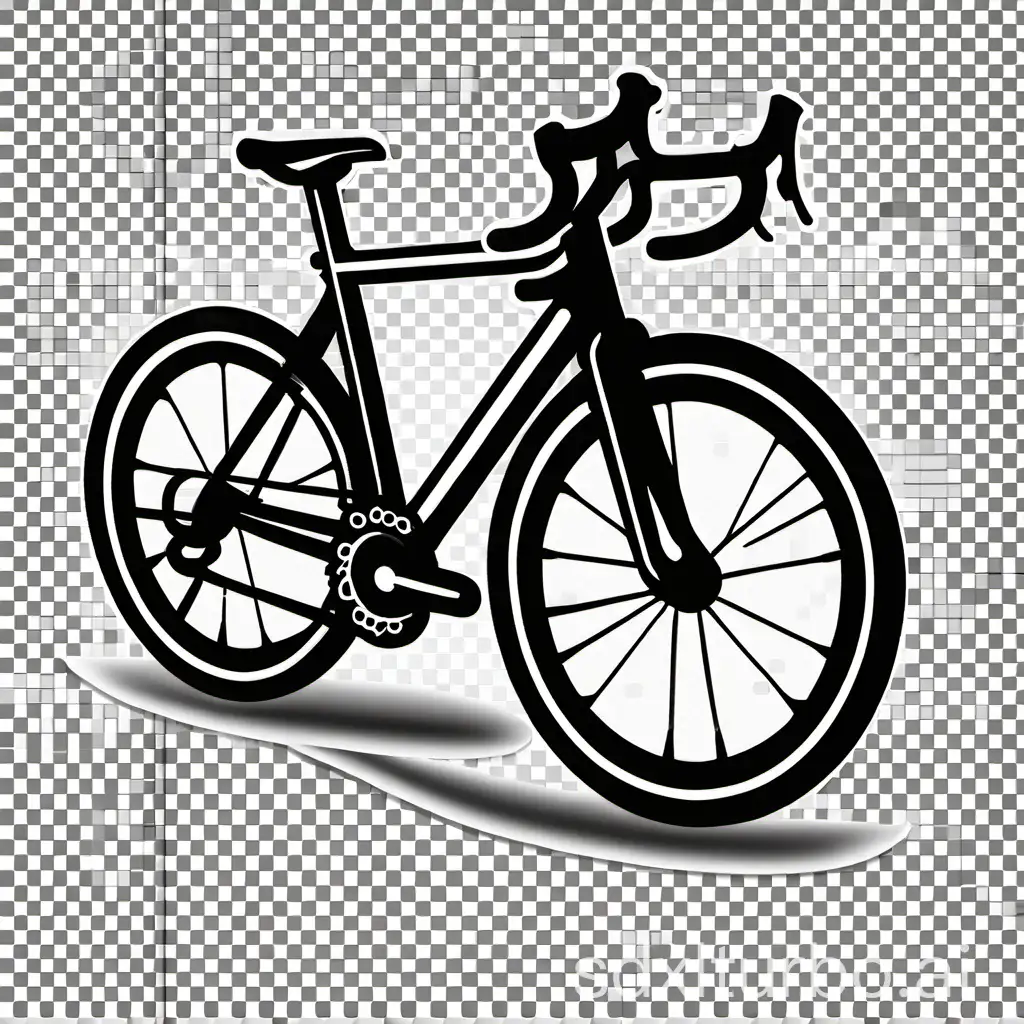 road bike, clipart, black and white, transparent background
