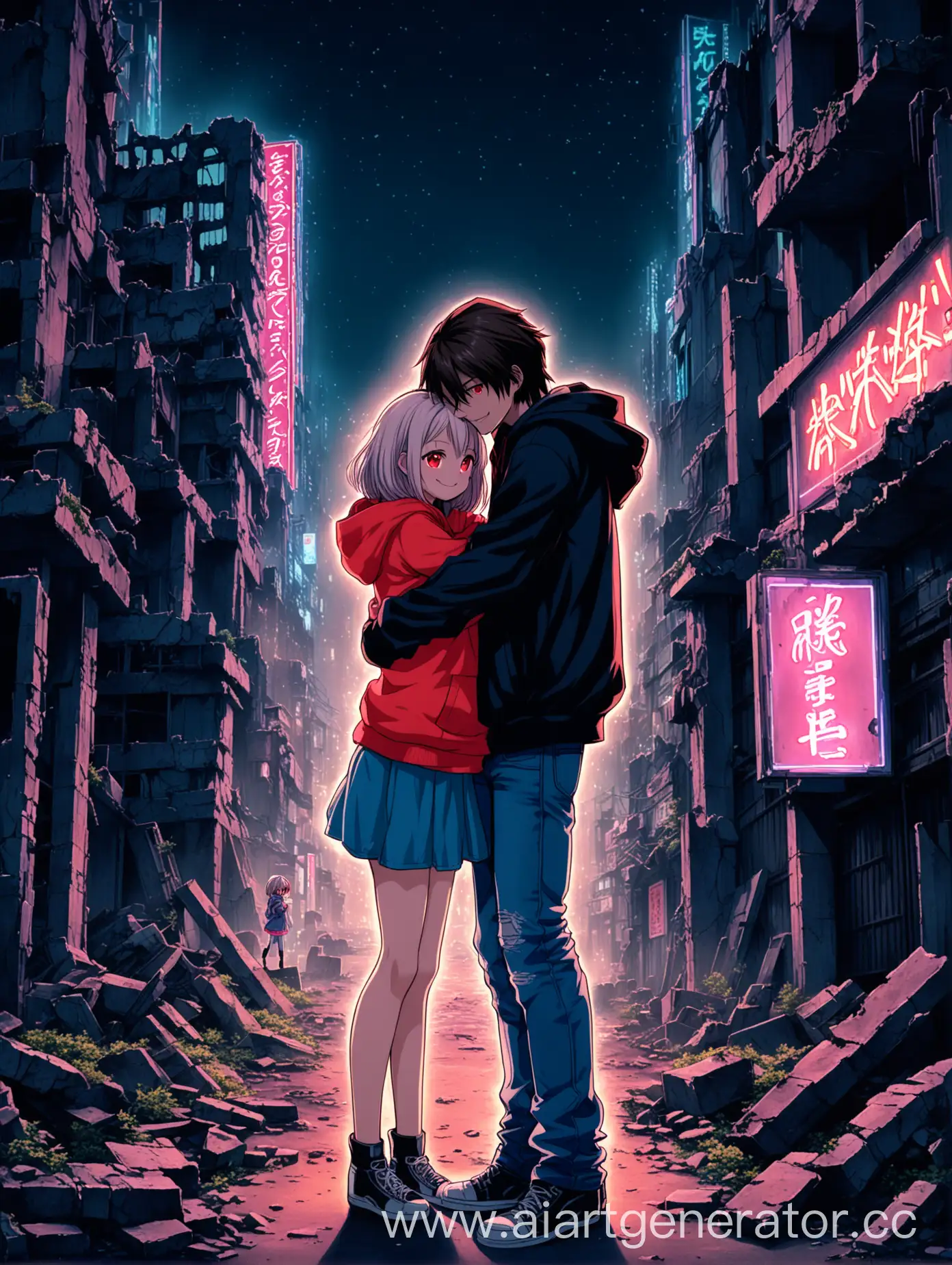 Embracing-in-Tokyos-Neon-Night-Sukuna-and-the-Hooded-Girl