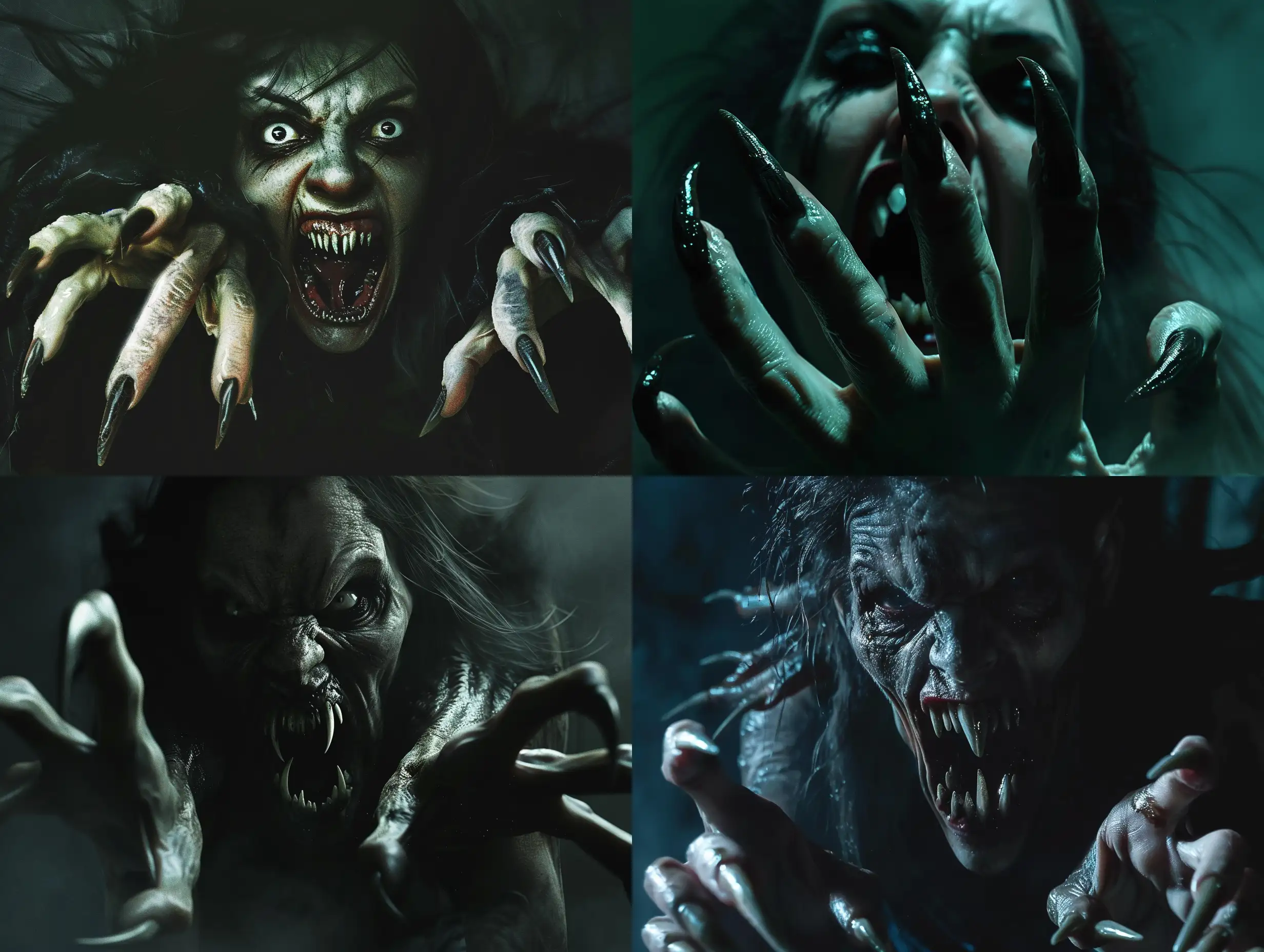 Eerie-Vampire-Woman-with-Long-ClawLike-Nails-in-Dark-Room