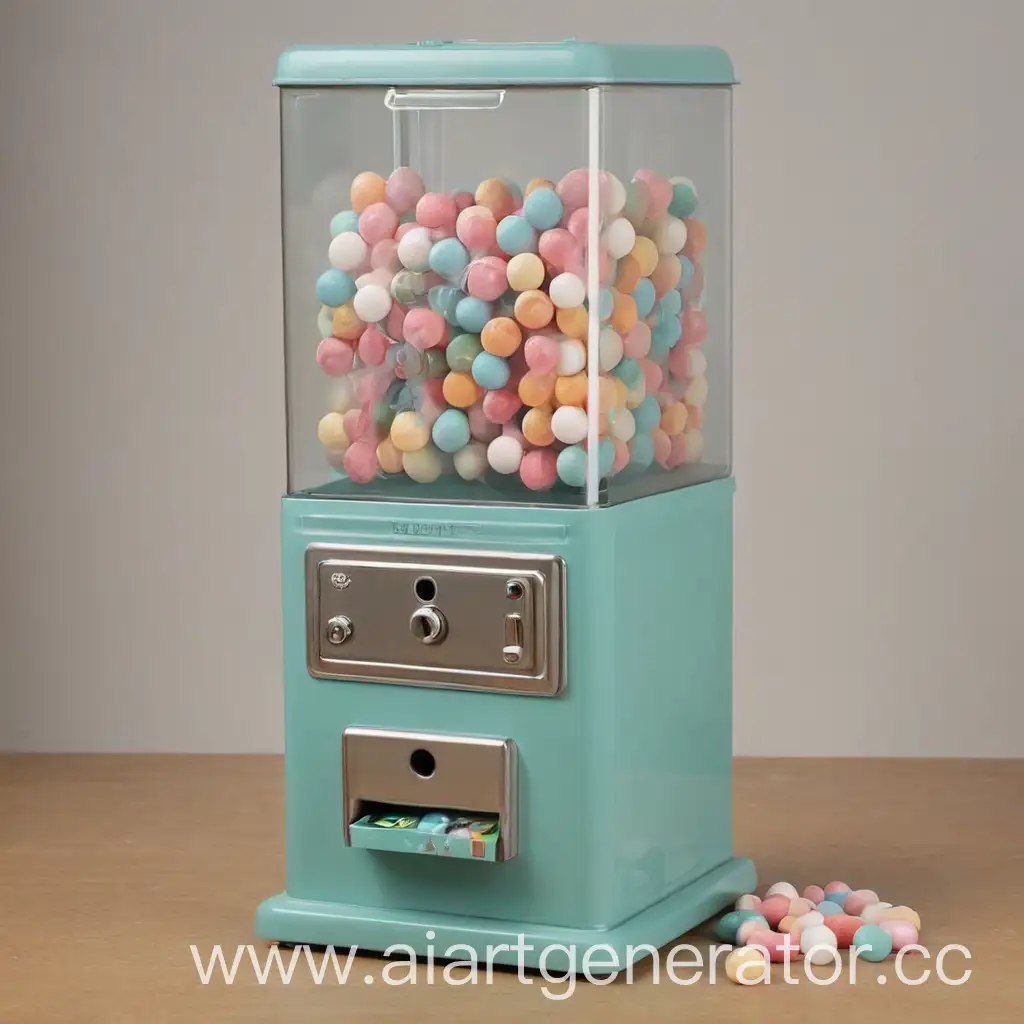 Vintage-Miniature-Chewing-Gum-Machine-Replica-on-Wooden-Surface