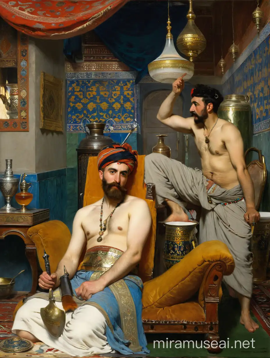 Turkish Bath Scene with Odalisque and Wounded Military General