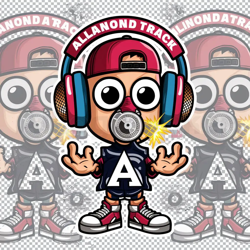 a logo design,with the text "AllanOnDaTrack", main symbol:Create me a music producer cartoon character that says AllanOnDaTrack,complex,be used in Entertainment industry,clear background