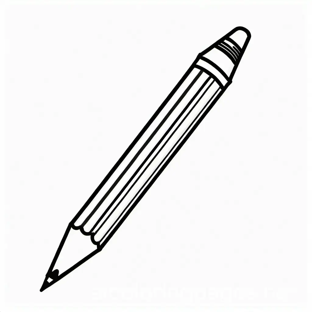 pencil, Coloring Page, black and white, line art, white background, Simplicity, Ample White Space