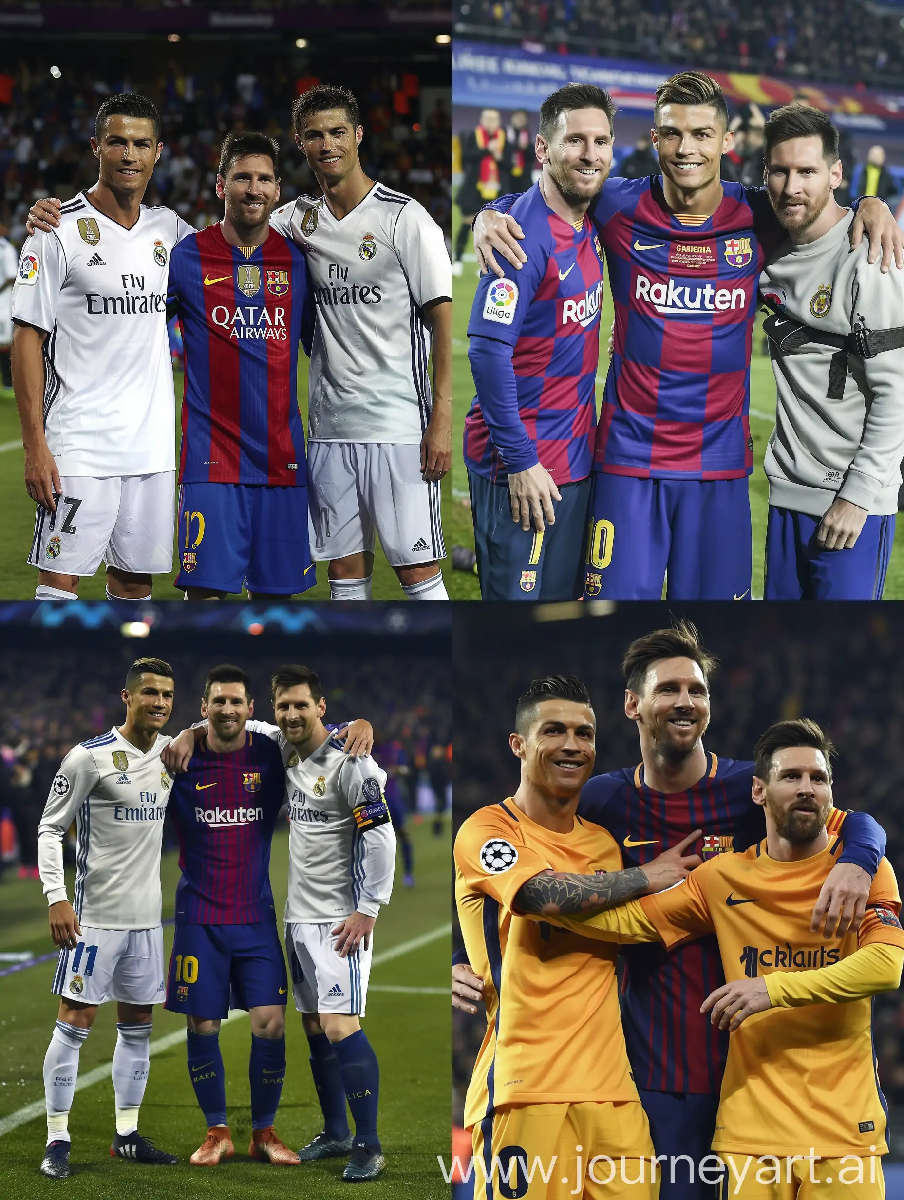photo shot from a smartphone camera of crstiano ronaldo and lionel messi together with ciga rettes, night.