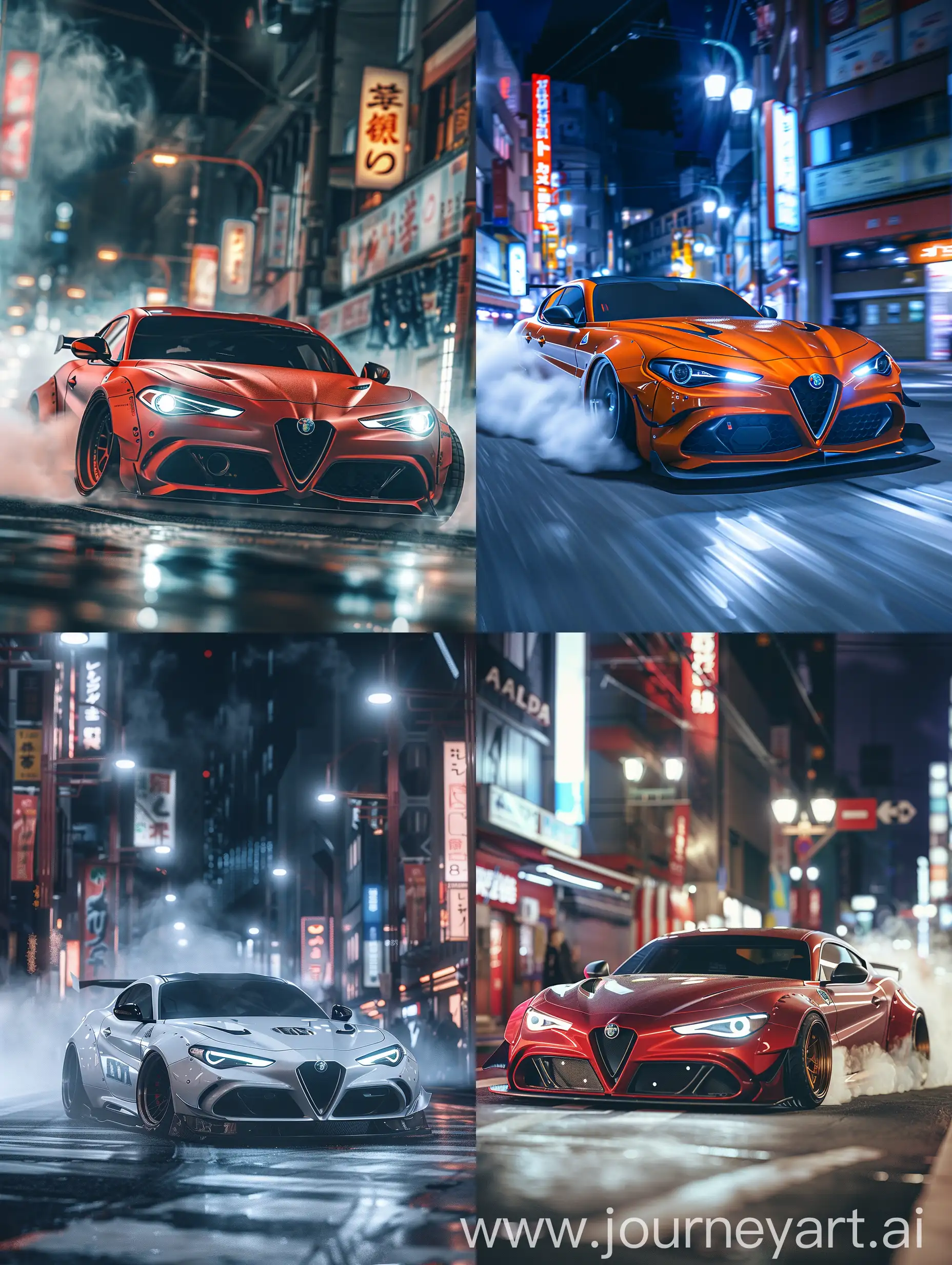 Dynamic-Alpha-Romeo-Drift-Photoshoot-on-Japans-Night-Street-in-High-Resolution