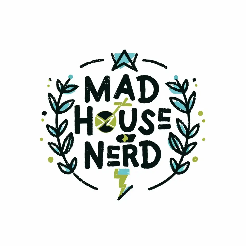 a logo design,with the text "mad house nerd", main symbol:organic sustainable eco conscious clothing and artisan, hand made items, original Japanese or other made products,Moderate,be used in Retail industry,clear background