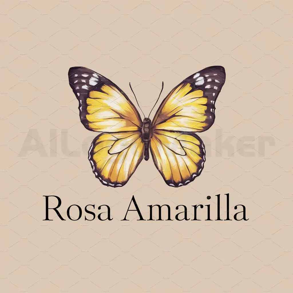 a logo design,with the text "Rosa Amarilla", main symbol:Una mariposa,Moderate,clear background