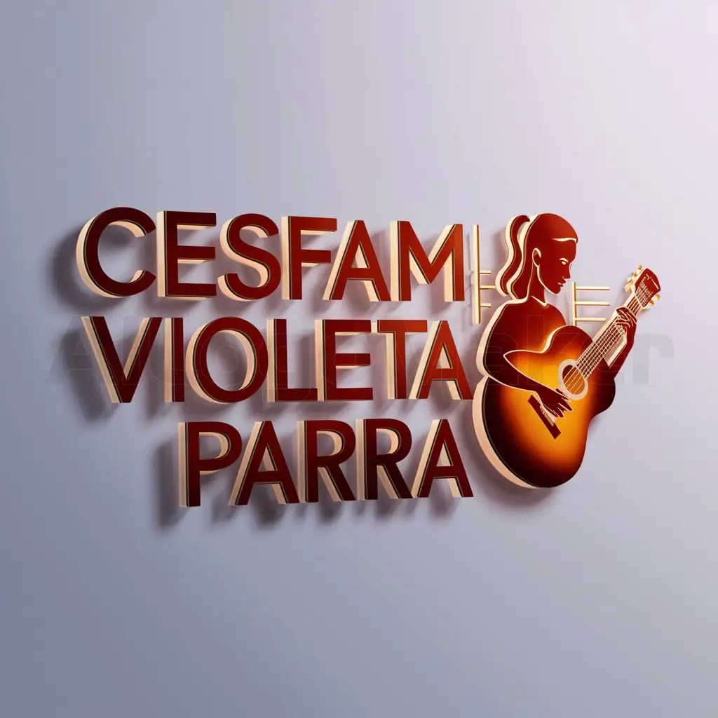 a logo design,with the text "CESFAM VIOLETA PARRA", main symbol:WOMAN PLAYING GUITAR IN A HOSPITAL,Moderate,clear background