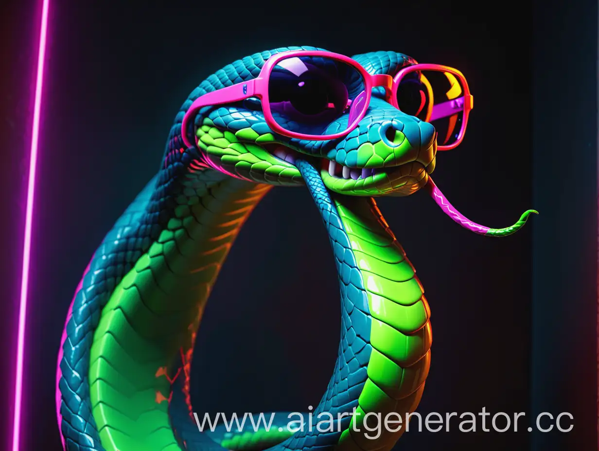 Neon-Colored-Glasses-Worn-by-a-Tall-Stately-Snake