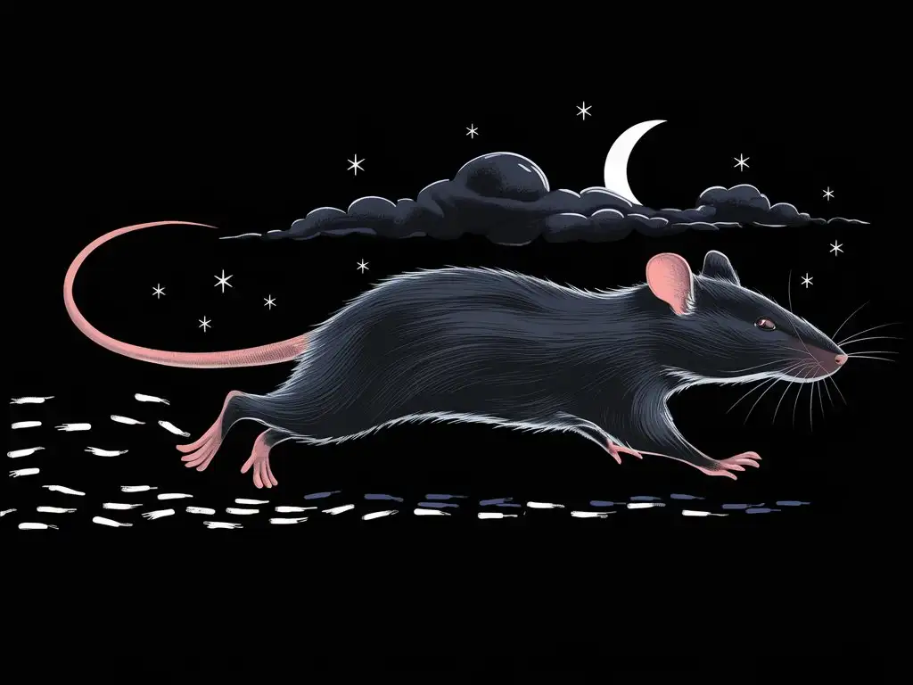 Mouse-Running-with-White-Tracks-on-Black-Background