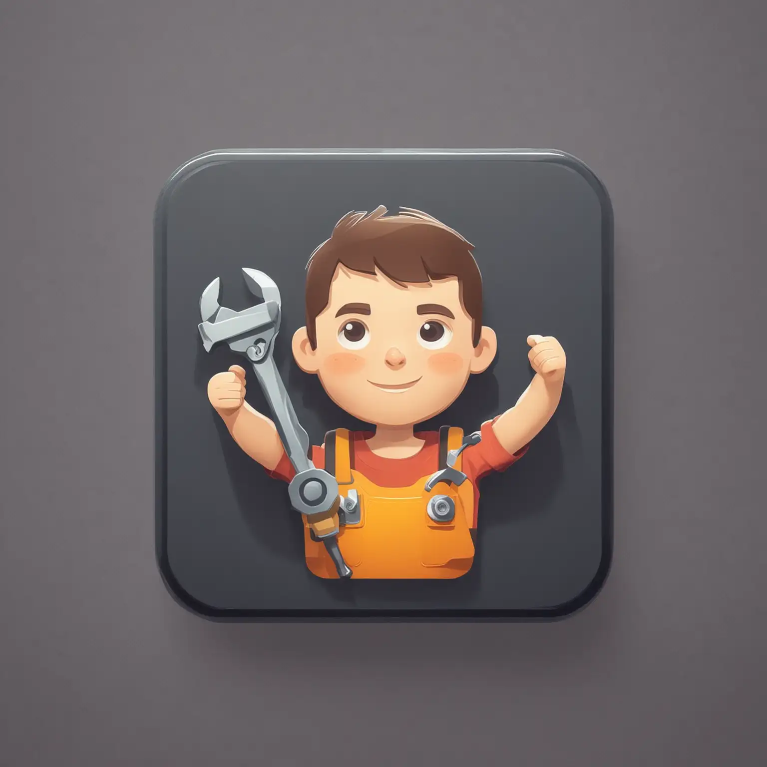 生成一个app的icon，正方形圆角，一个汽修男孩拿着扳手，扁平化风格，彩色