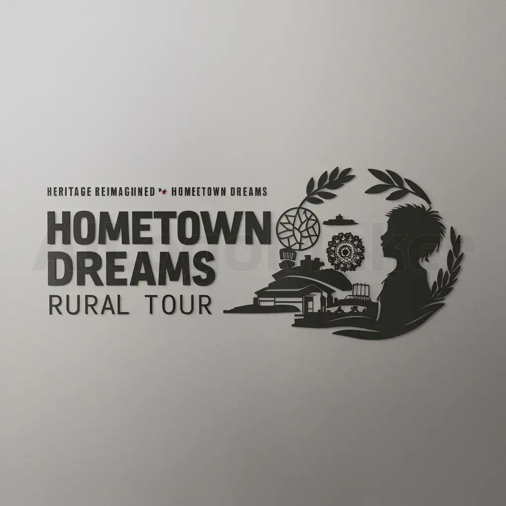 a logo design,with the text "Heritage Reimagined·Hometown Dreams Rural Tour", main symbol:'Sense of technology,' countryside, paper-cutting craft, intangible cultural heritage, left-behind children,Moderate,be used in Nonprofit industry,clear background