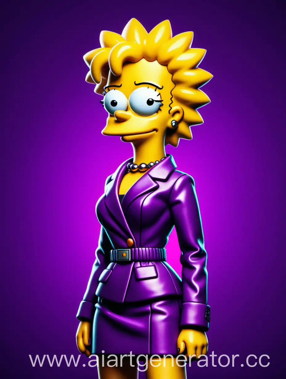 Лиза Симпсон, задний фон фиолетовый, красивая картинка, фото в стиле мультика Симпсоны, отличная оптимизация, стиль киберпанка