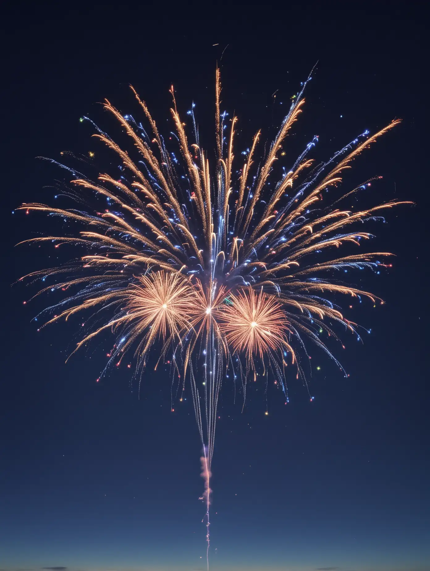 Vibrant Array of Tiny Glowing Fireworks Illuminate the Dark Blue Sky