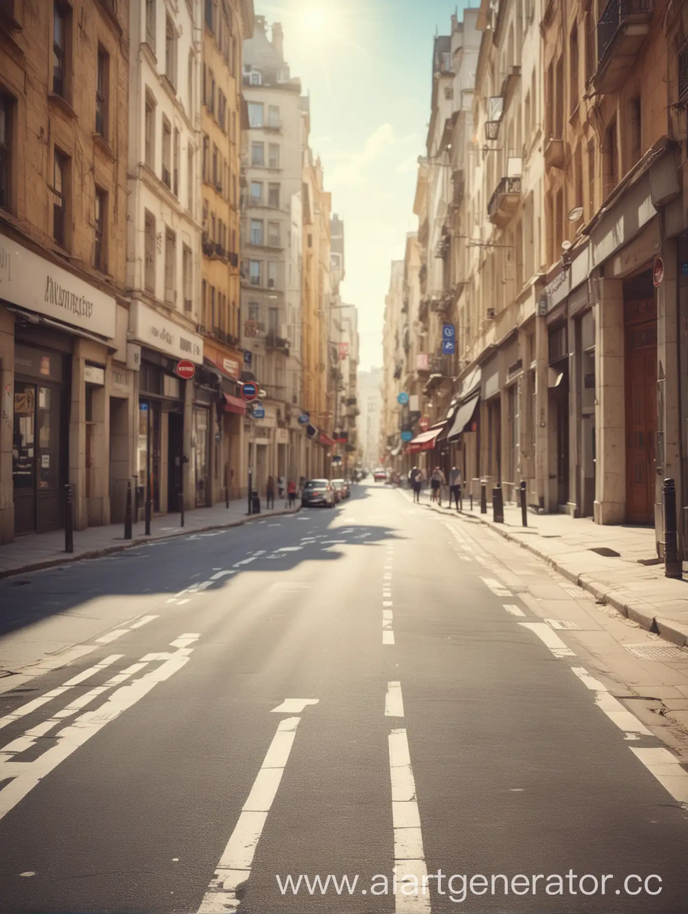 Empty-Bright-Street-with-Overlayed-Signs-and-Blur-Effect