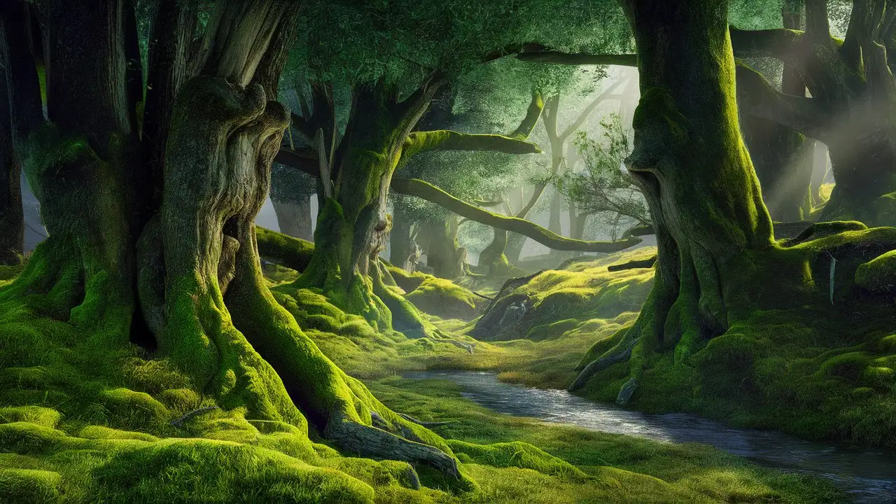 Lush Old Green Trees in Serene Natural Setting