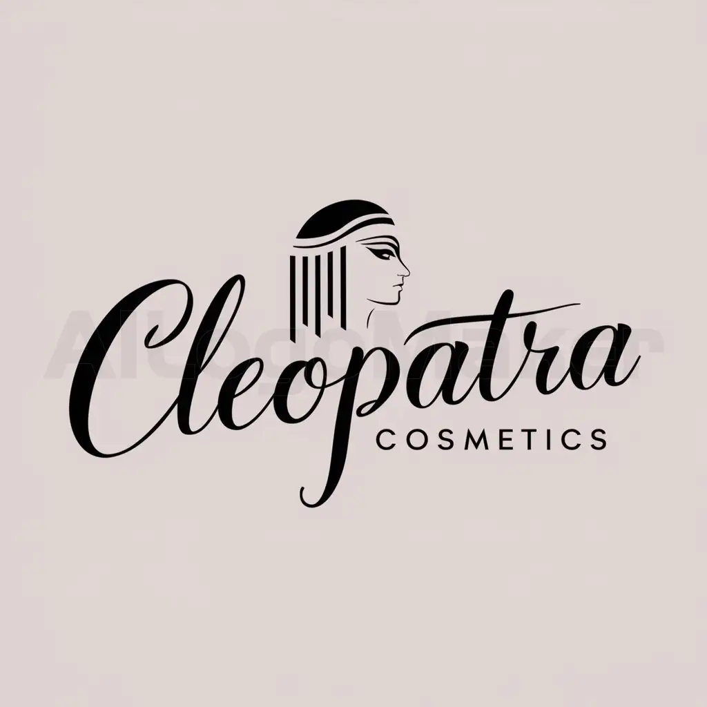 LOGO-Design-For-Cleopatra-Cosmetics-Elegant-Typography-with-Cleopatra-Silhouette-on-Subtle-Background