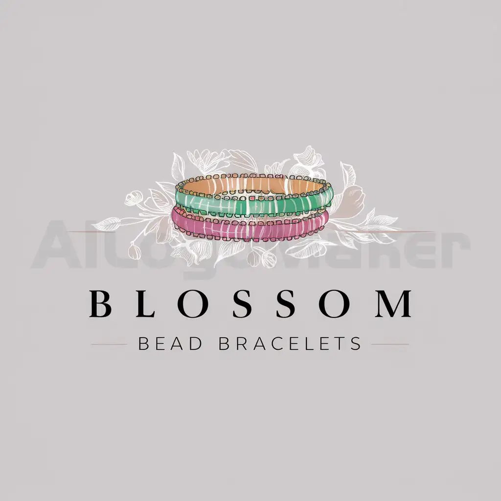 LOGO-Design-For-Blossom-Bead-Bracelets-Colorful-Bracelets-Stack-on-Clear-Background