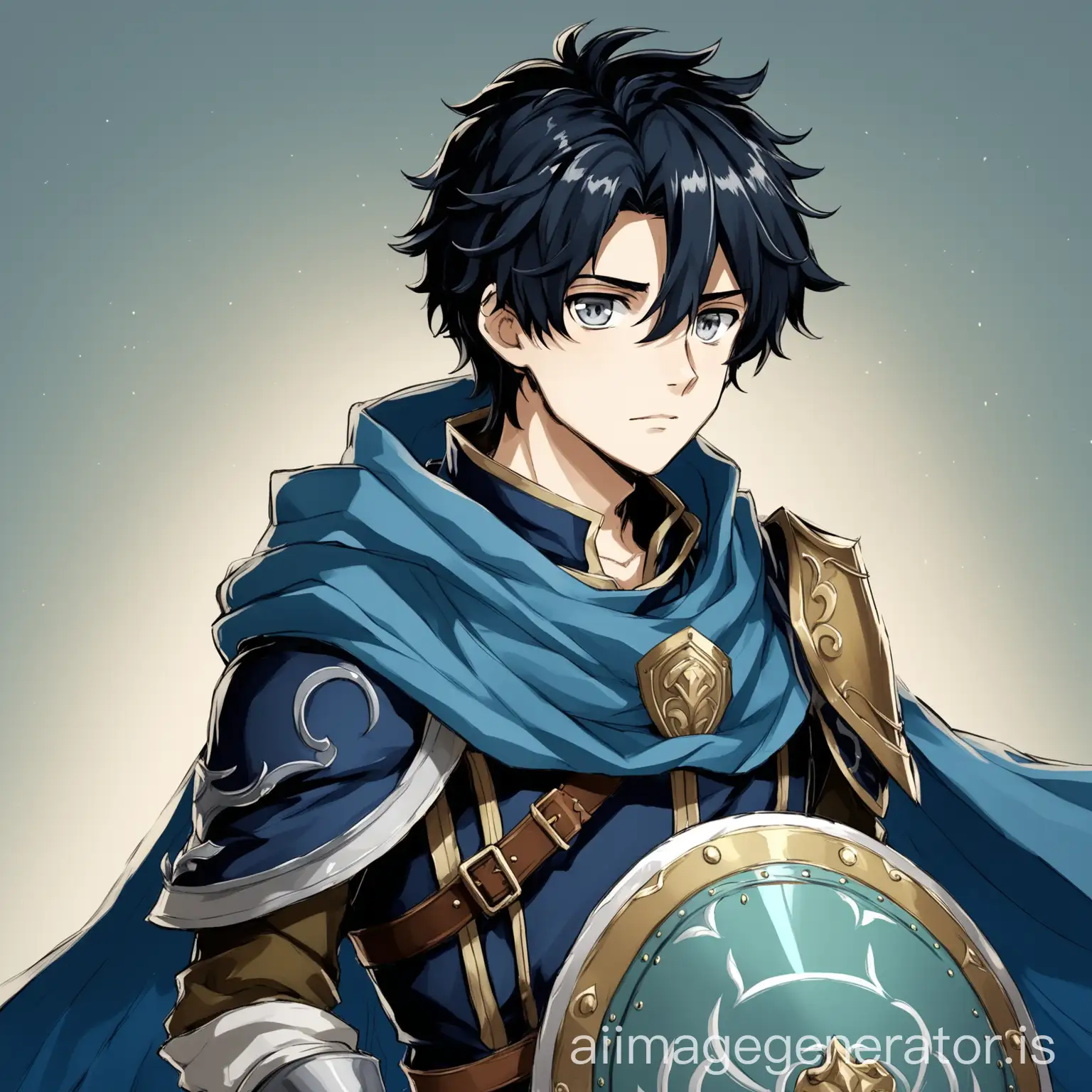 Handsome-Young-Male-with-Black-Hair-and-Blue-Cape-in-Shield-Hero-Stil