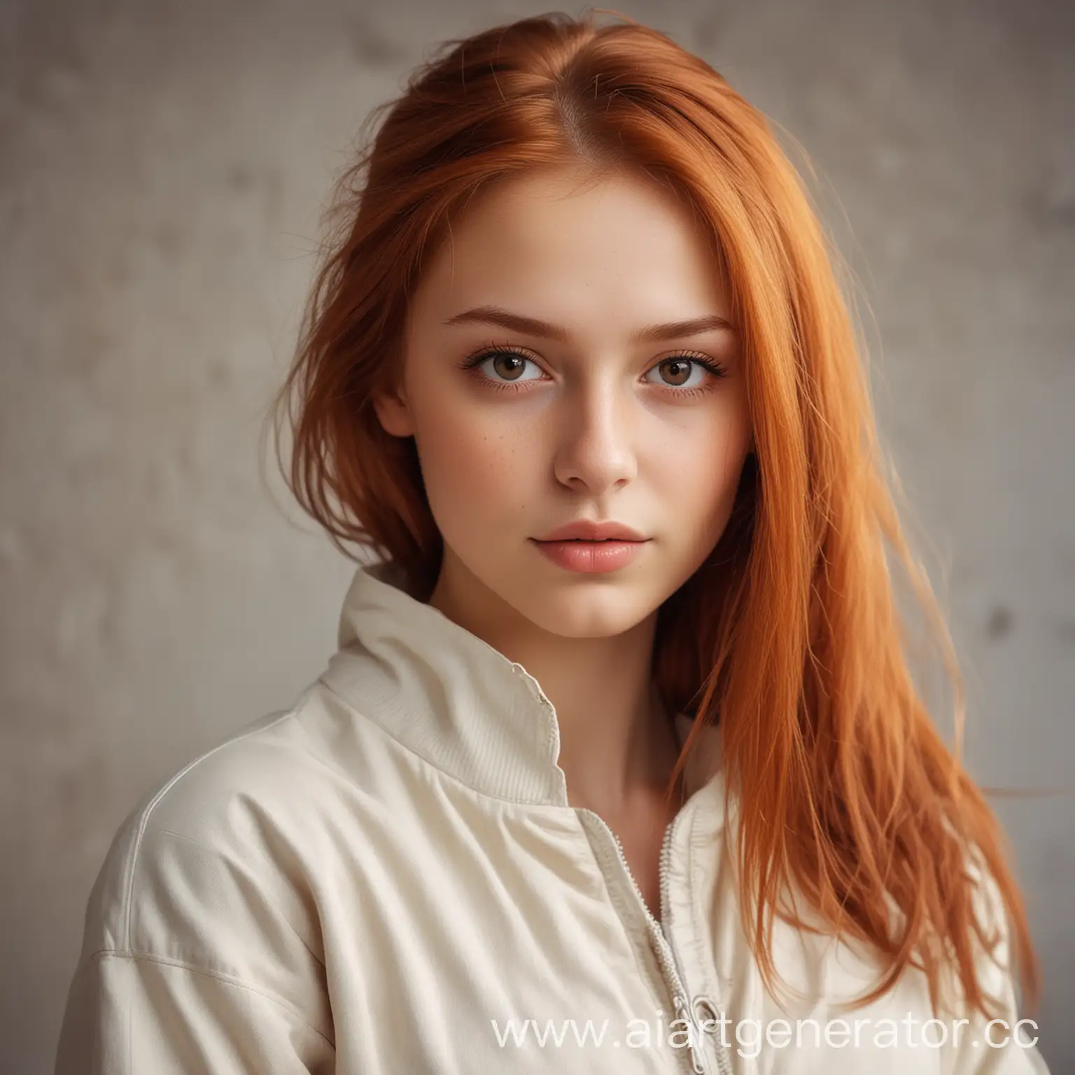 Portrait-of-a-Slavic-Girl-with-Brown-Eyes-and-LightRed-Hair-in-MilkColored-Jacket