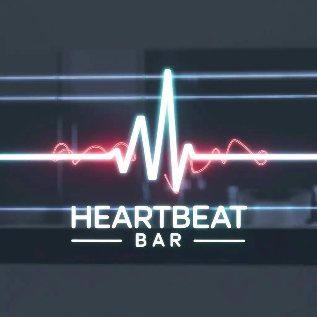 a logo design,with the text "Heartbeat Bar", main symbol:heartbeat,neon light,rhythm,synthwave,cyberpunk,future,Bar element,Minimalistic,clear background