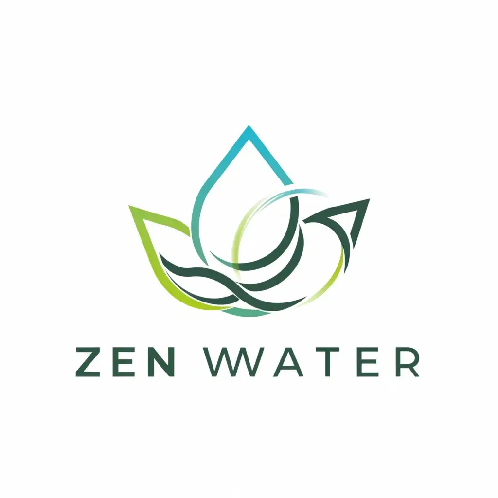 a logo design,with the text "Zen water", main symbol:water,complex,be used in Others industry,clear background