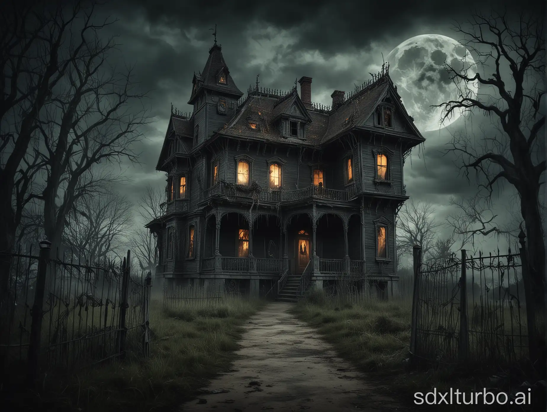 Eerie-Haunted-House-Shrouded-in-Mystery-and-Shadows