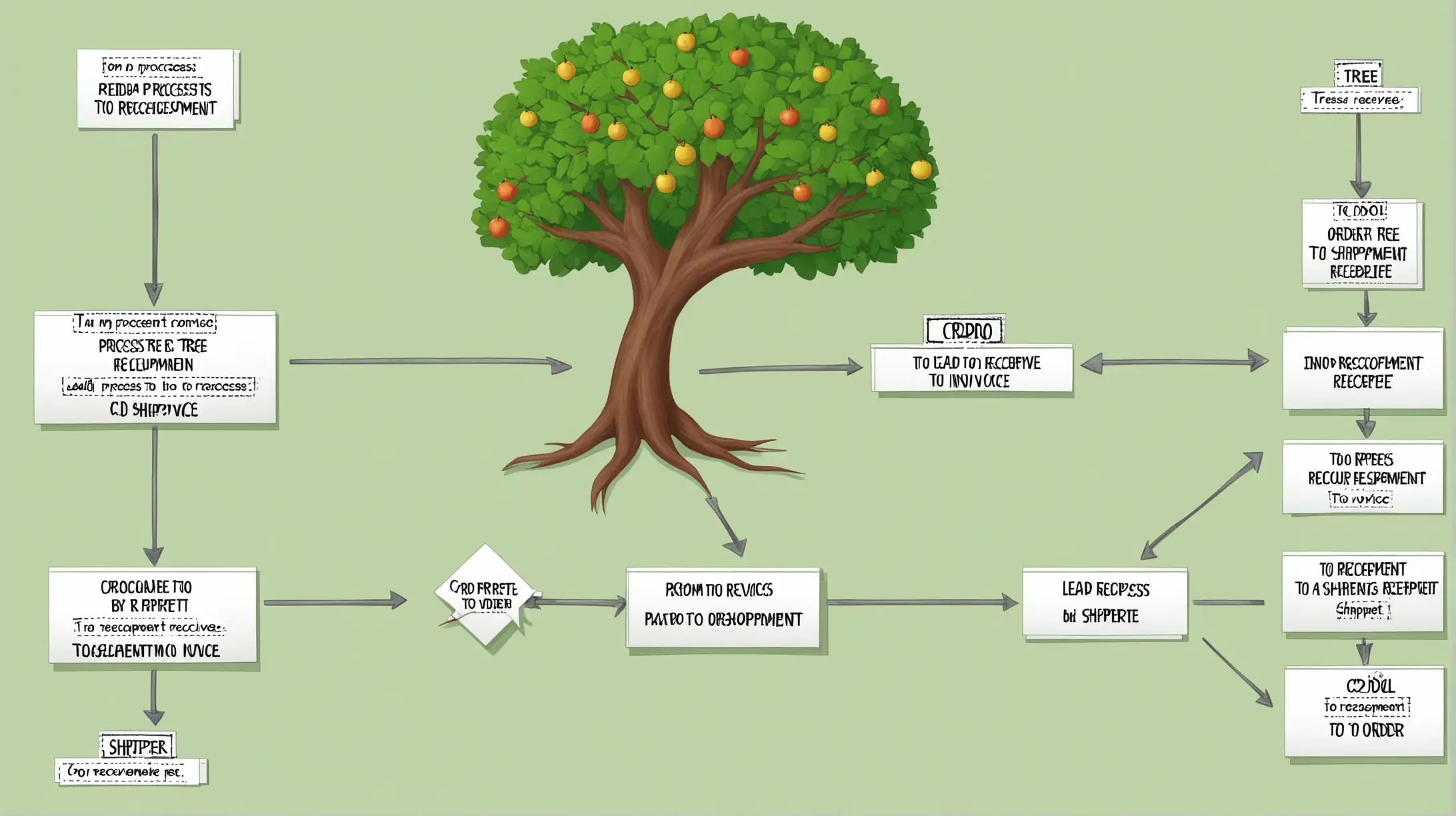 proccess tree from lead, to cprof, to order, to receipet, to shippment, to invoice
